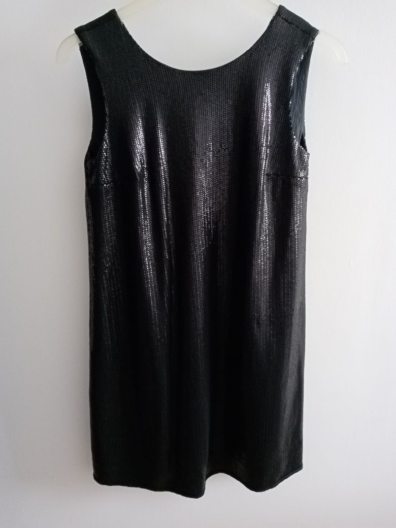 Czarna cekinowa sukienka Bialcon oversize r 34