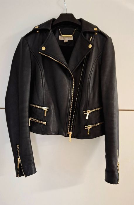 MICHAEL KORS – Premium Leather Biker Jacket – XXS • Jak nowa