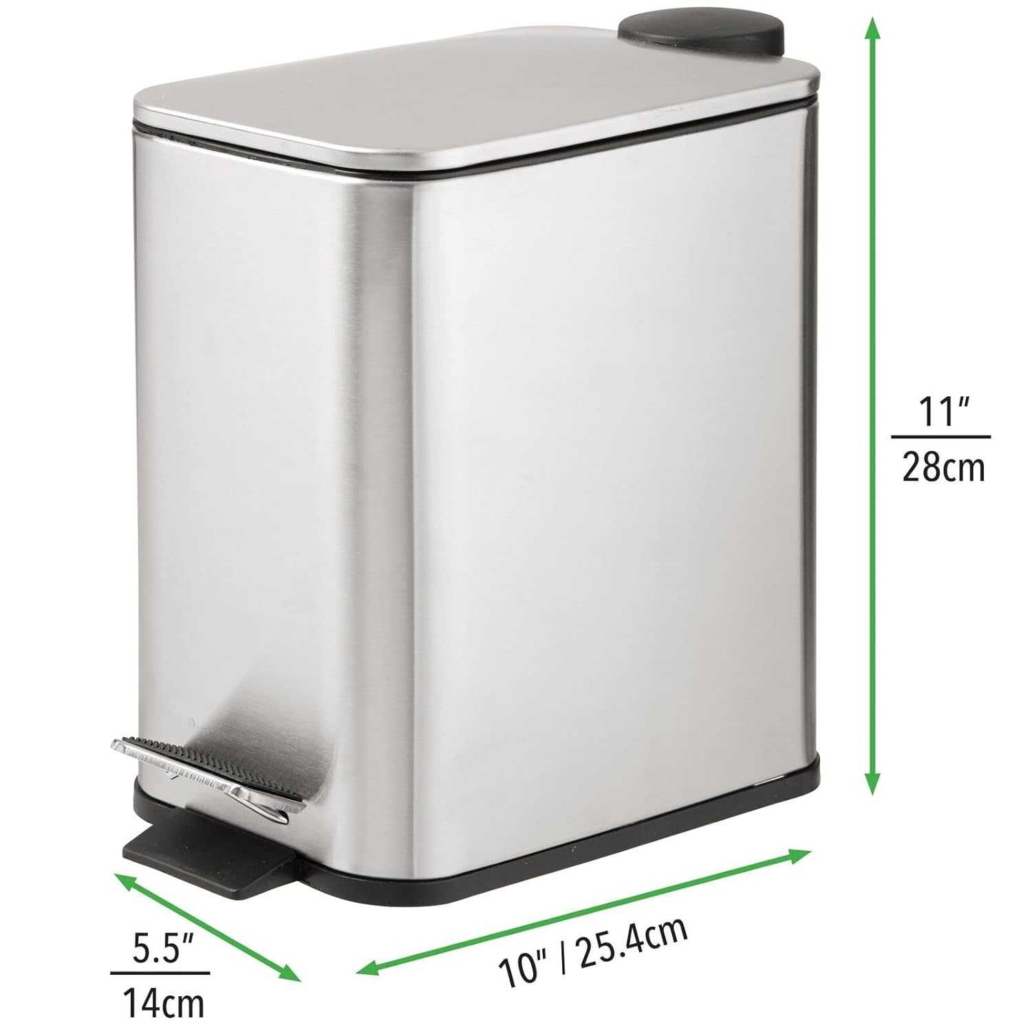 Kosz na śmieci z pedałem pokrywą i wkładką - Srebrny - 5 L - mDesign