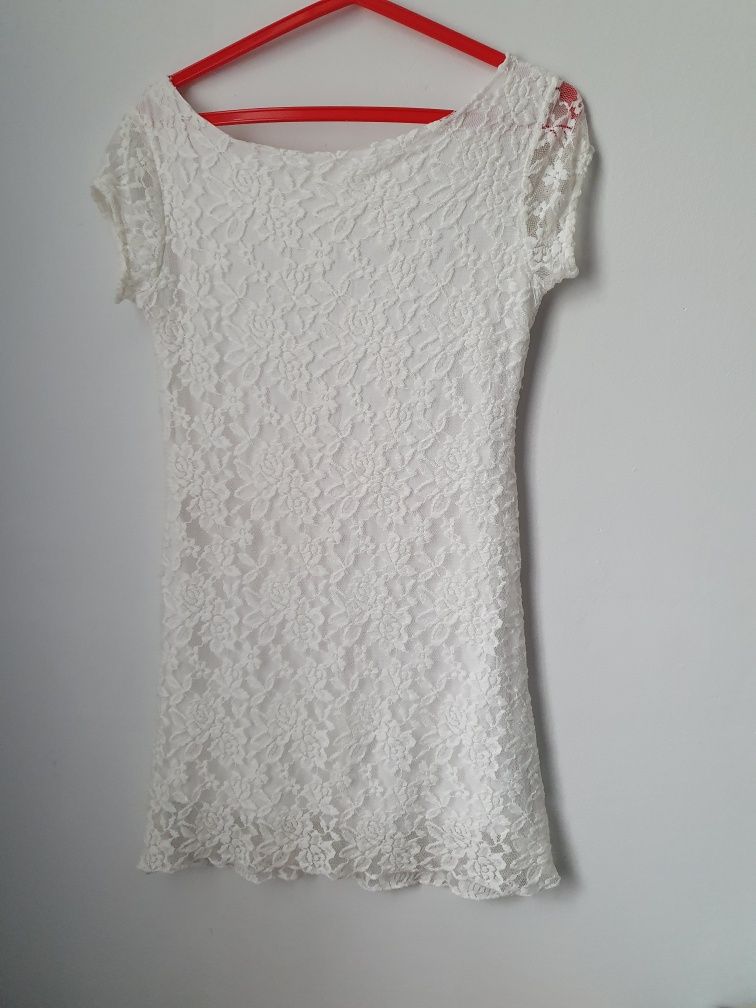 Biała koronkowa sukienka XL