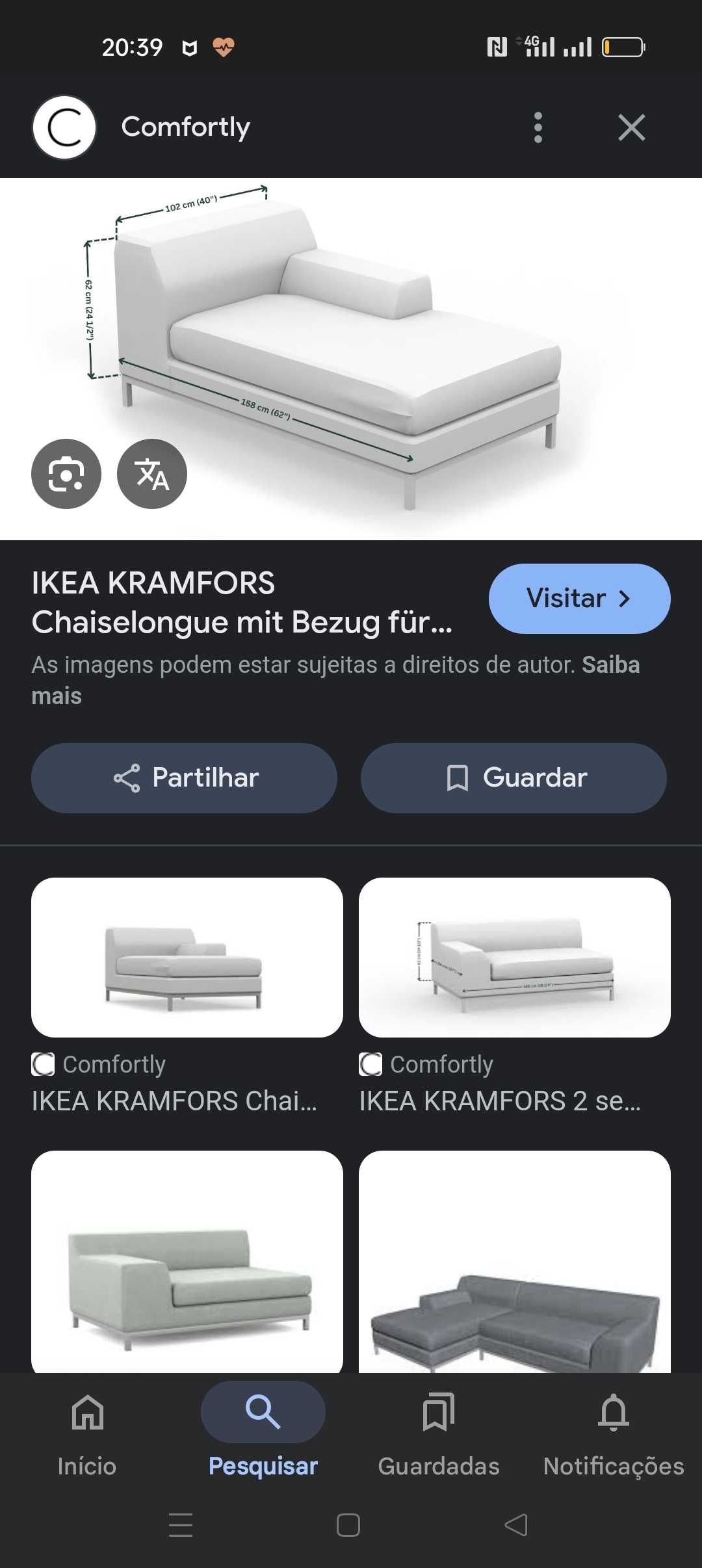 Sofá Cinzento IKEA KRAMFORS Ótimo estado