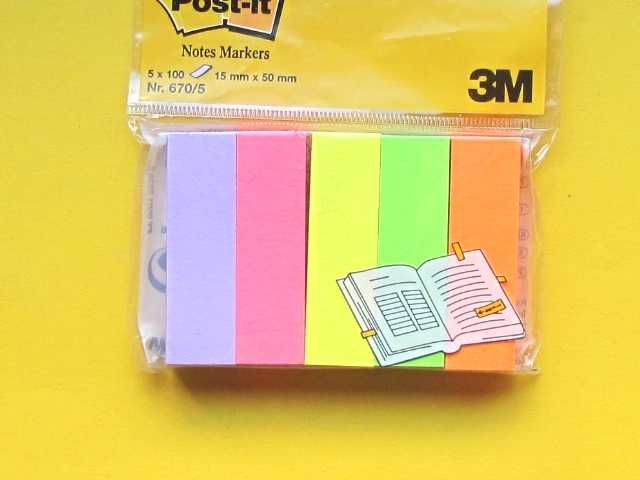 Zakładki indeksujące papierowe 670 15x50mm 5 kolorowe Post-it 3M