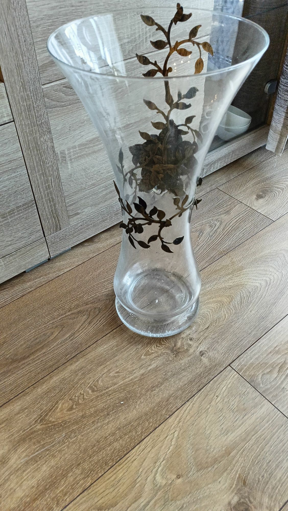 Elegancki wazon szklany z ozdobą – 50 cm