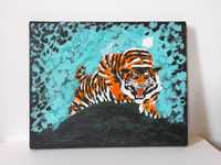 Quadro com pintura de tigre tela com pintura animal decoração