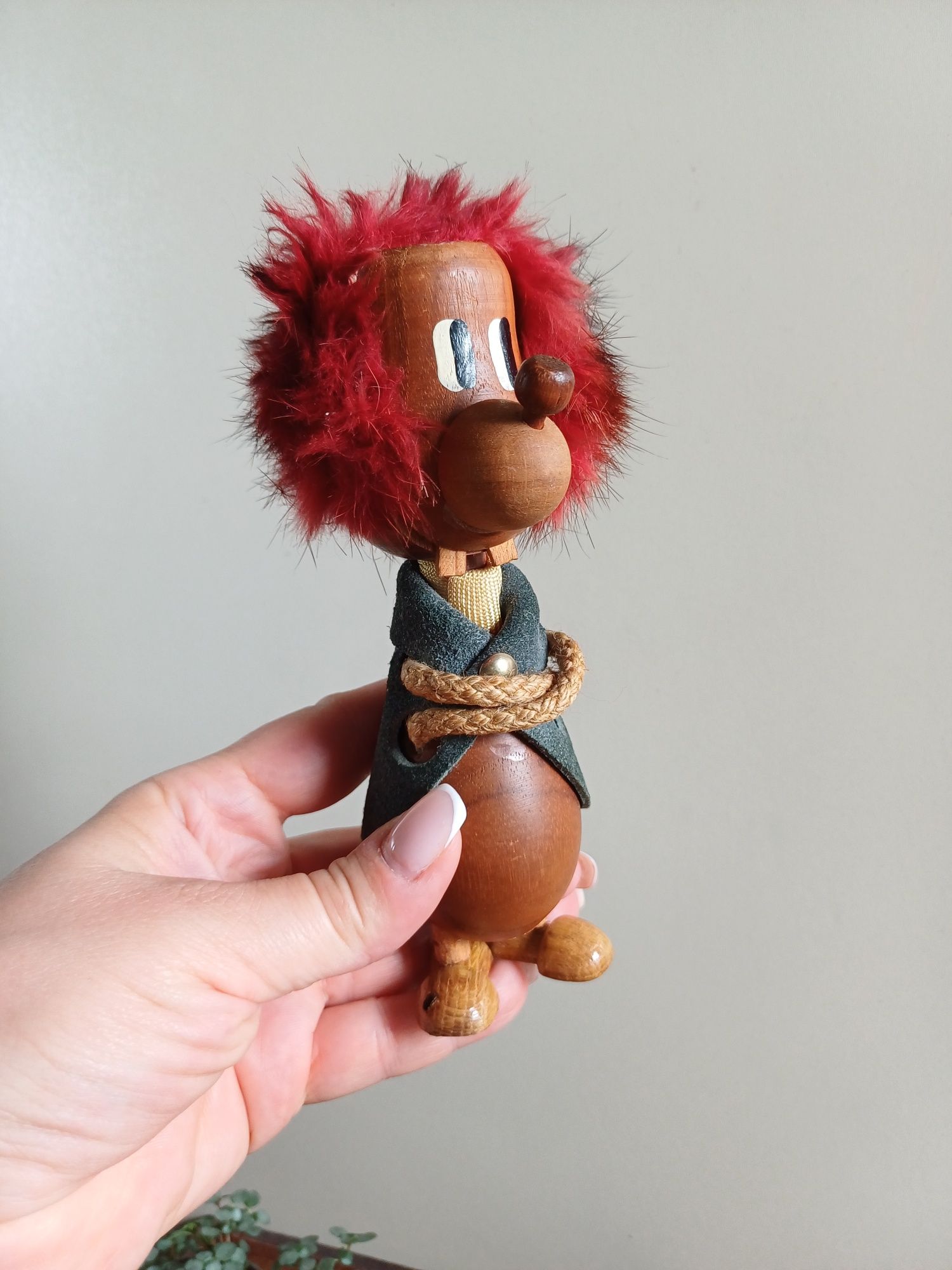 Norweski Troll troll figurka vintage drewniana stara trolinka