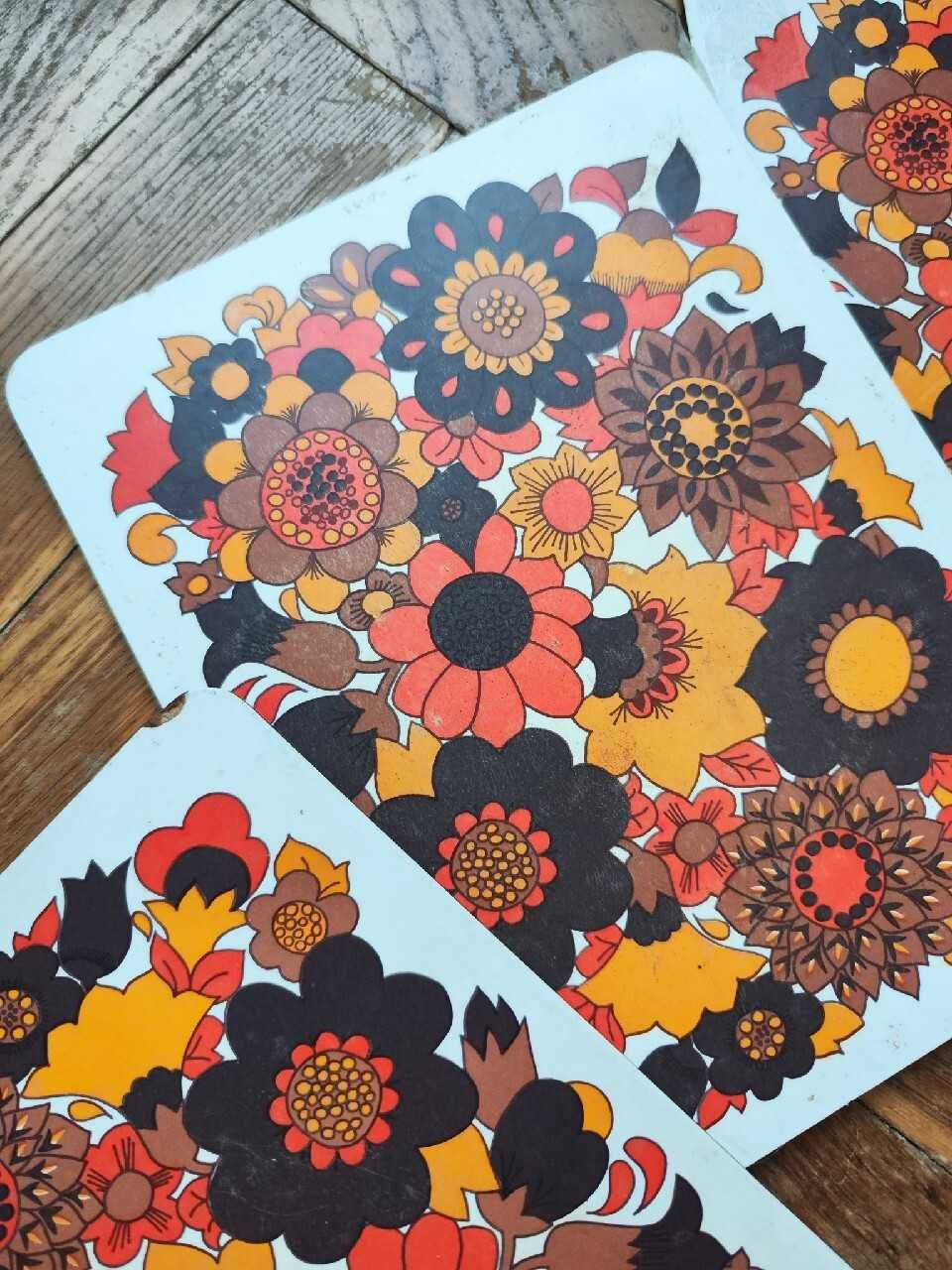 Marks & Spencer vintage stare angielskie podkładki na stół w kwiaty