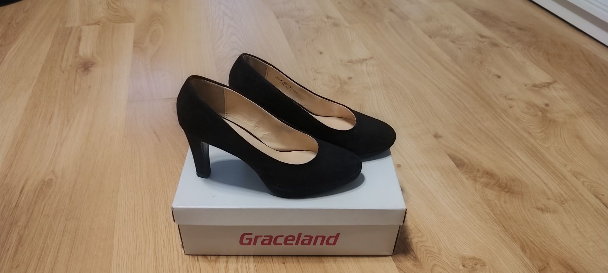 Czarne Półbuty Czółenka na obcasie Deichmann graceland