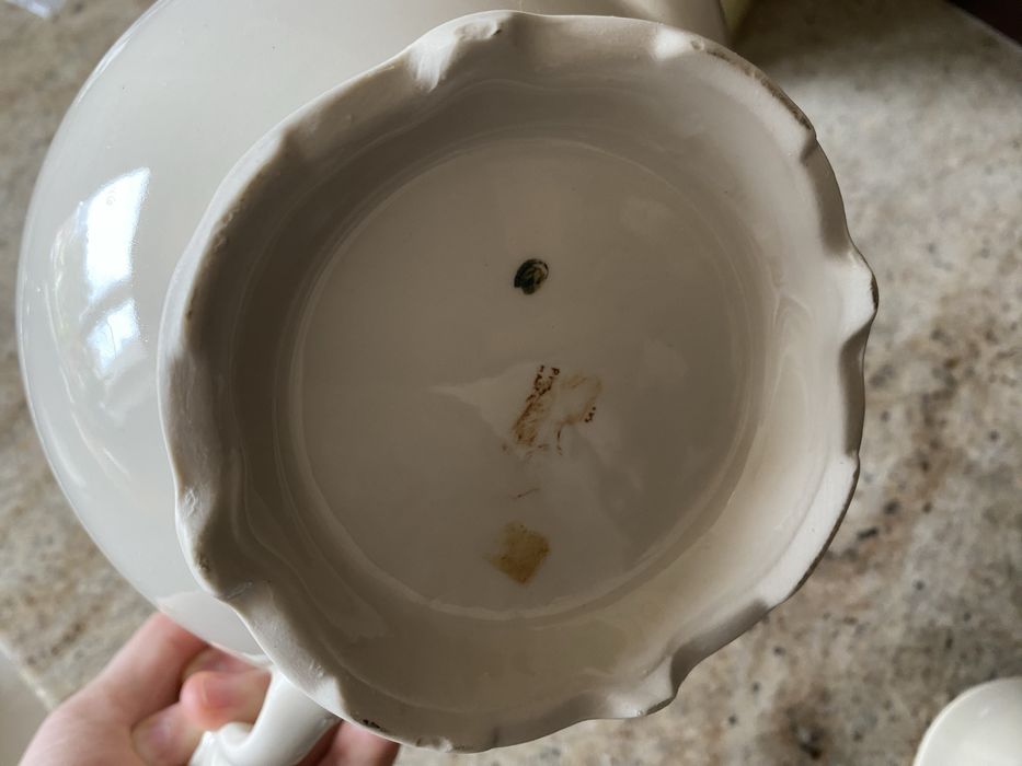 Imbryczek do herbaty, kremowa, stara porcelana