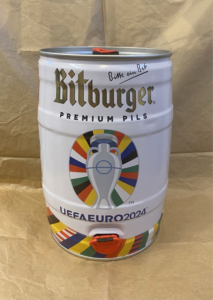 Bitburger Uefa Euro 2024 kolekcjonerska beczka 5l puszka po piwie