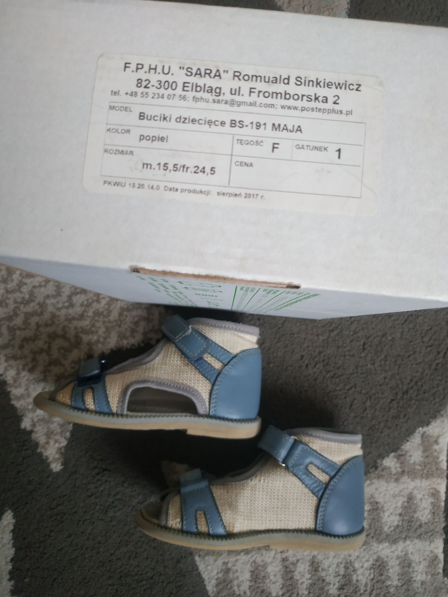 Kapcie sandały postęp BS szary Popiel r. 24,5