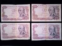 Notas de 100 pesetas ( Lote de 4 notas )