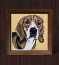 Obraz ręcznie malowany "Pies beagle"