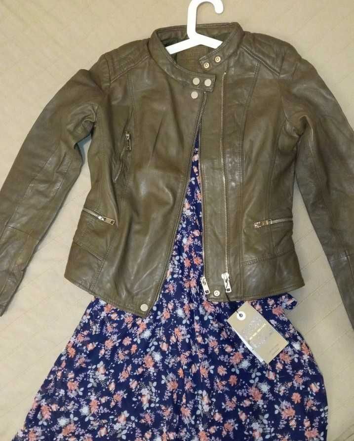 BERSHKA skóra PILOTKA motocyklowa BIKER khaki 38 M