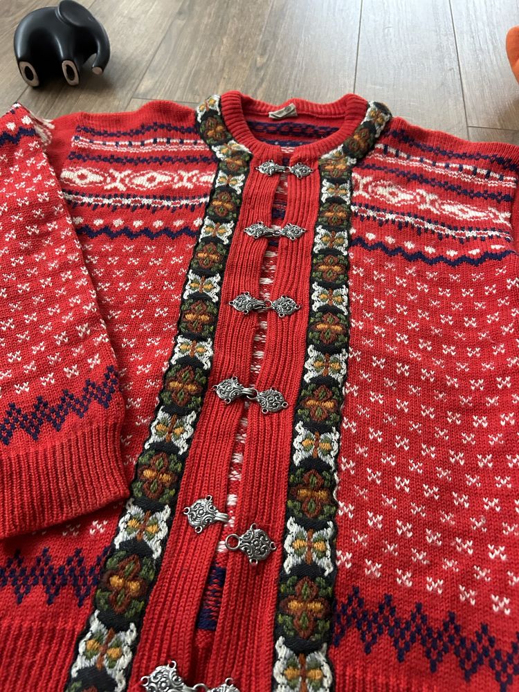 Sweter wełniany norweski Dale of Norway Dirdalstrikk 44 czerwony