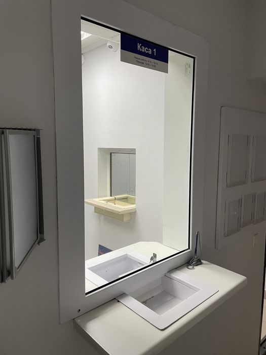 Віконний касовий блок, касова перегородка, вікно броньоване кулетривке