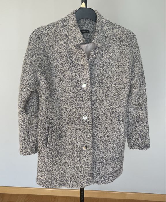 Beżowo szary płaszczyk damski  100% wełna r. s/ m Uplander