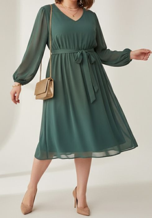Sukienka koktajlowa butelkowa zieleń plus size XXL  46 48