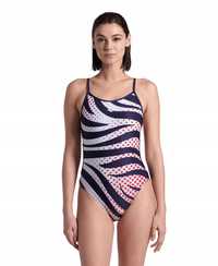 Strój kąpielowy damski treningowy Arena Multi Stripes Lace Back Navy D
