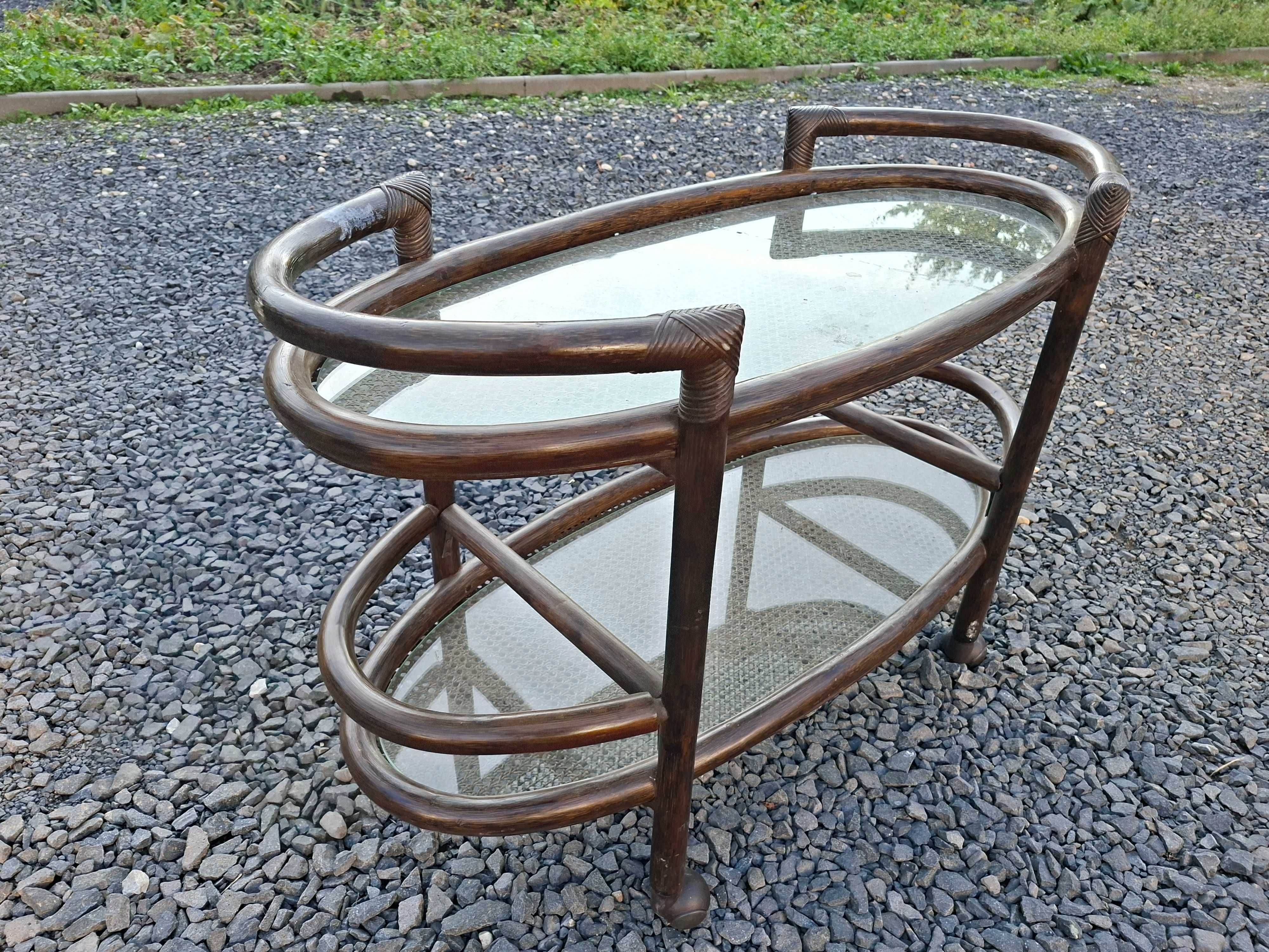 Barek stół drewniany rattanowy stolik