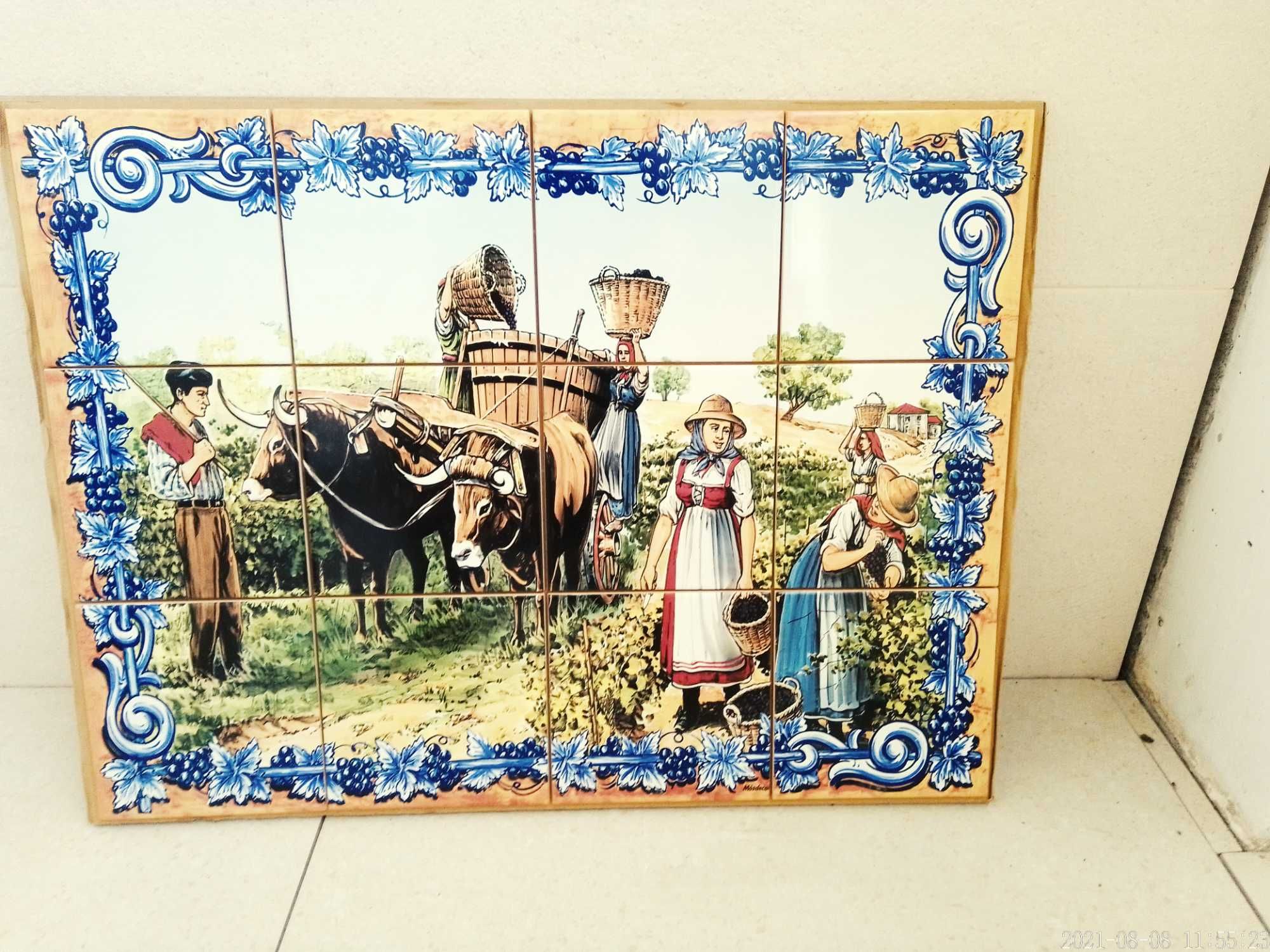 Painéis de AZULEJOS Socalcos do Douro Vinha Vindimas Vinho Porto Cacho