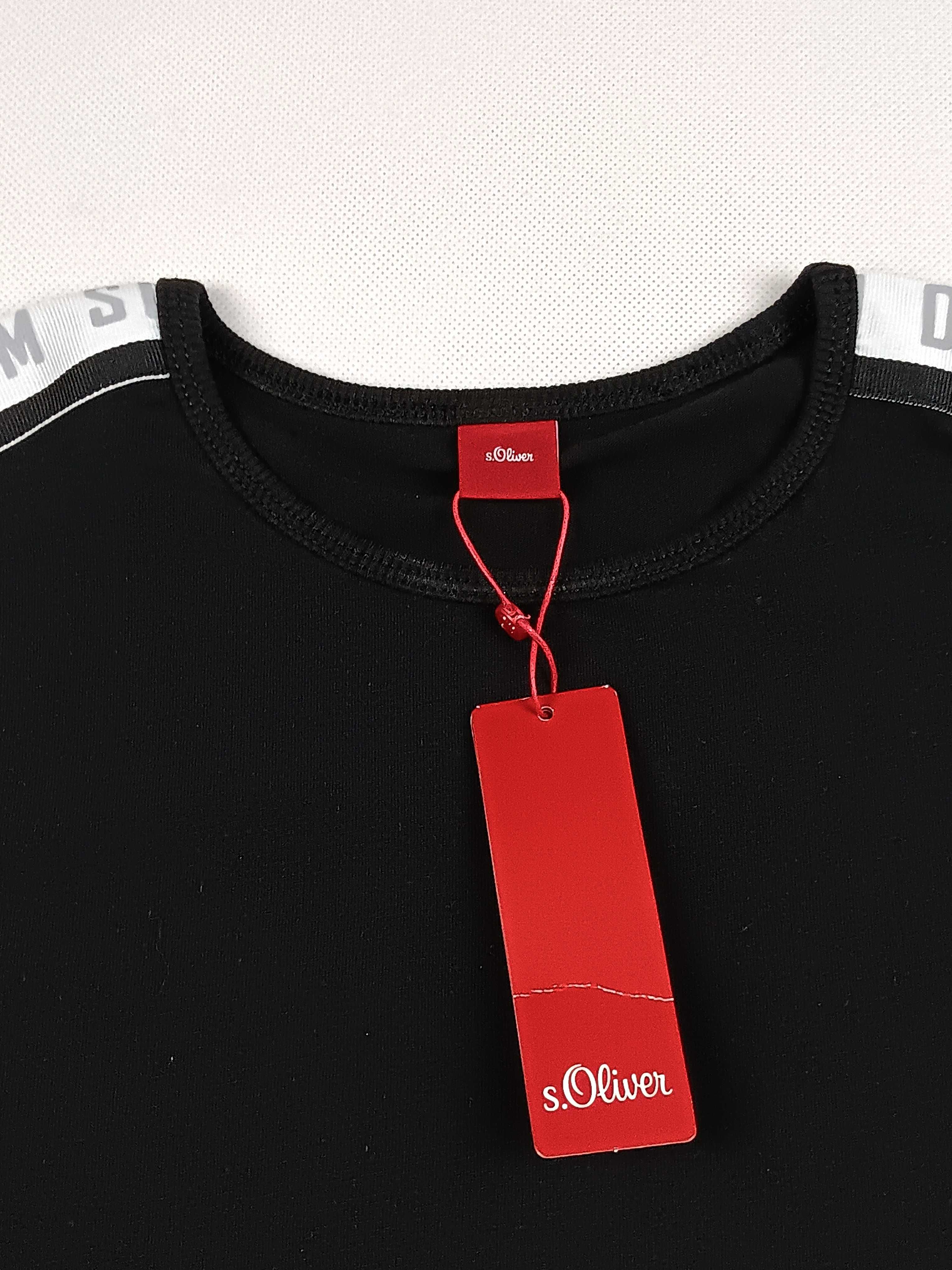 Nowa czarna bawełniana bluzka chłopięca z długim rękawem S. Oliver XL