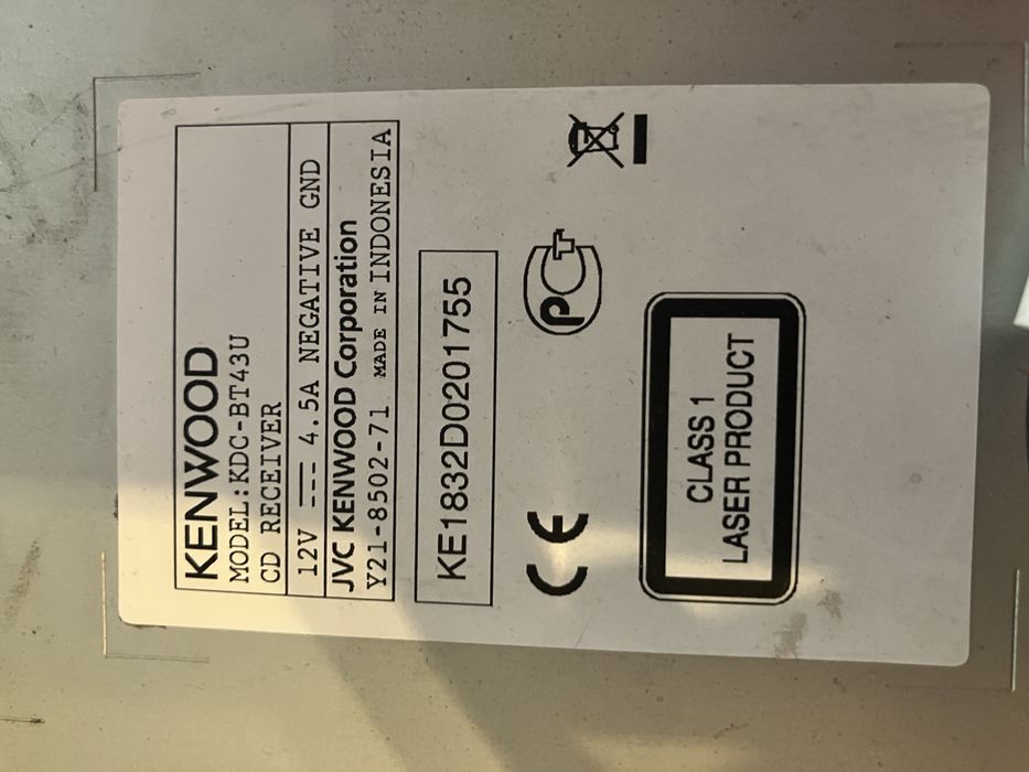 Магнітола kenwood KDC-BT43U з Bluetooth та ISO шлейфом