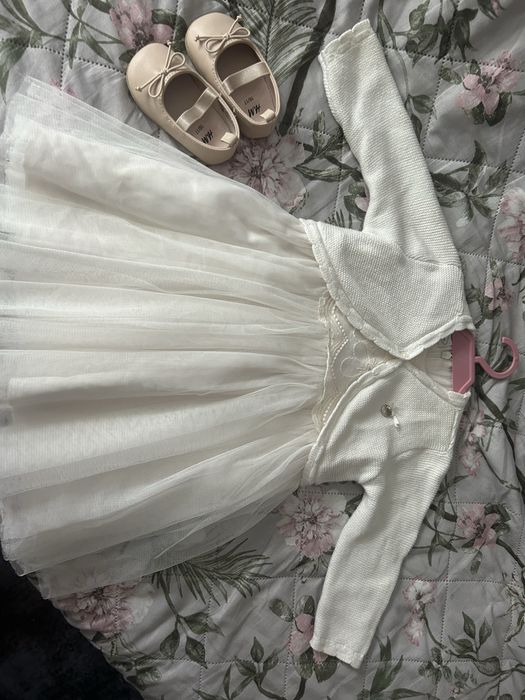 Sukienka na chrzest abrakadabra, bolerko, buciki