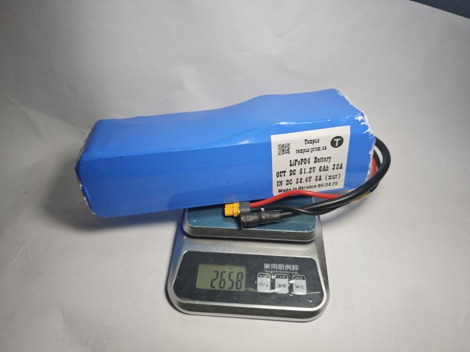 LiFePO4 аккумулятор 48V 6Ah с BMS из элементов 32700 в термоусадке