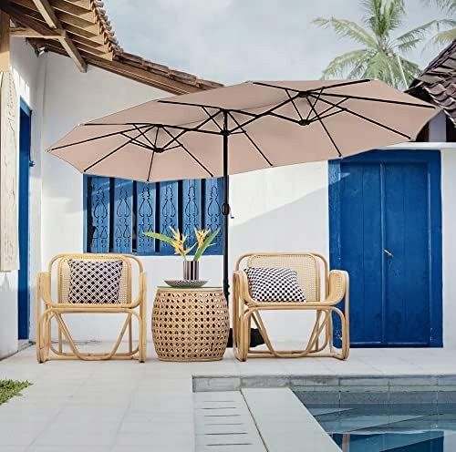 Parasol Duży kremowy na taras patio SEKEY 220 x 400