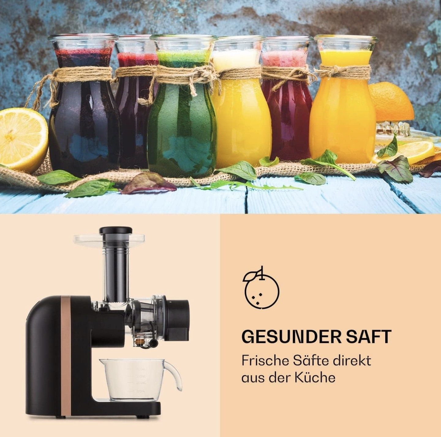 Sokowirówka Wyciskarka wolnoobrotowa bez BPA Klarstein Bella Elegance