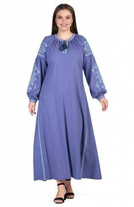 Вишукана блакитна лляна сукня вишиванка, Р-ри: S, M, L, XL, 2XL, 3XL