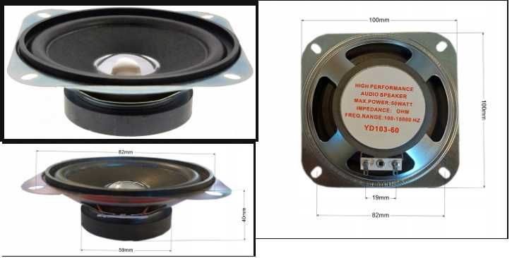 Głośnik do obudów 20W YD103-60 8 Ohm dynamiczny średnica 100mm