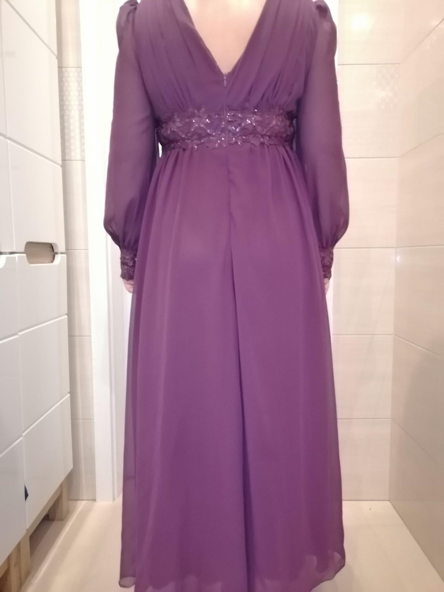 Sukienka długa fioletowa 44