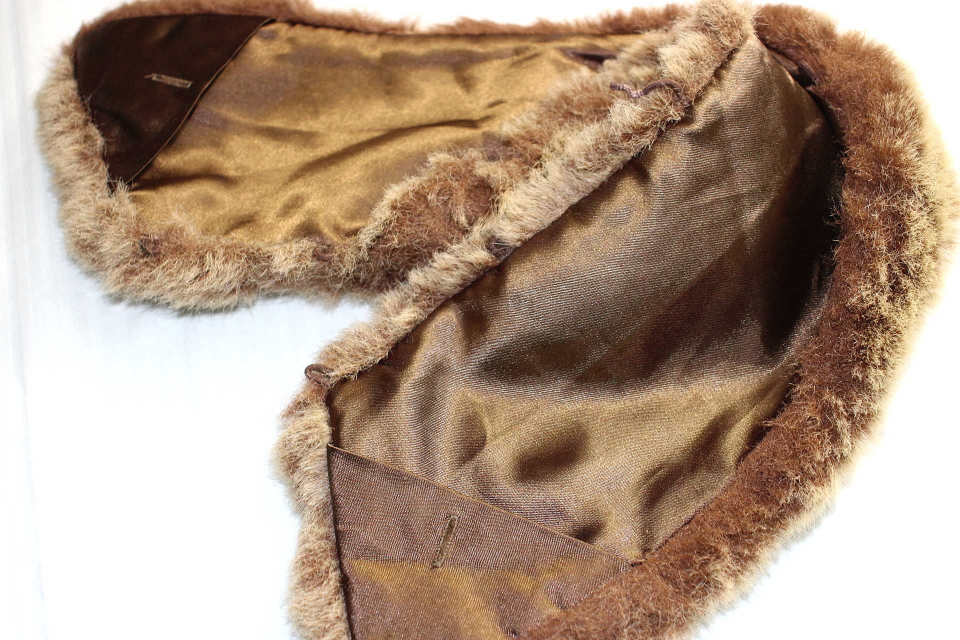 fo-4 futrzany kołnierz dopinka sztuczne futerko brązowa etola 12x50