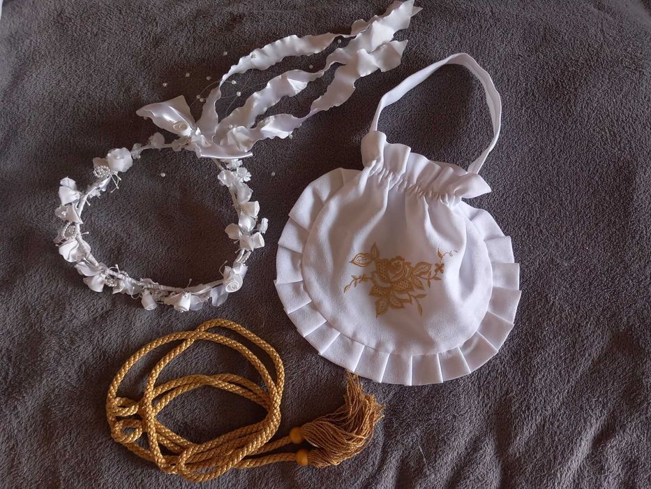 Sukienka Komunijna Alba Strój Aniołka 122-128 + dodatki