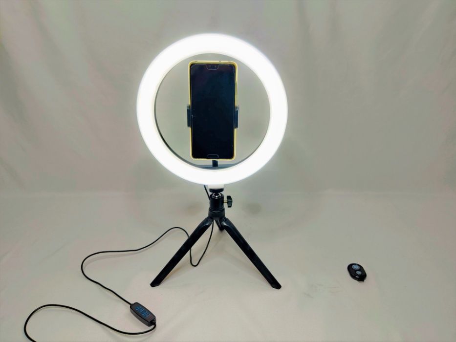 [NOVO] Ring Light 26 cm e Tripé 16 cm c/ Suporte Tlm. e Com. Bluetooth