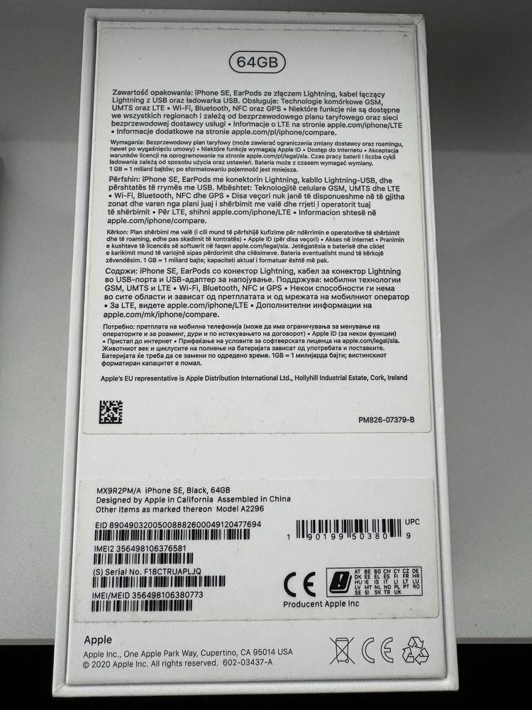 Iphone se 2020 czarny 64GB