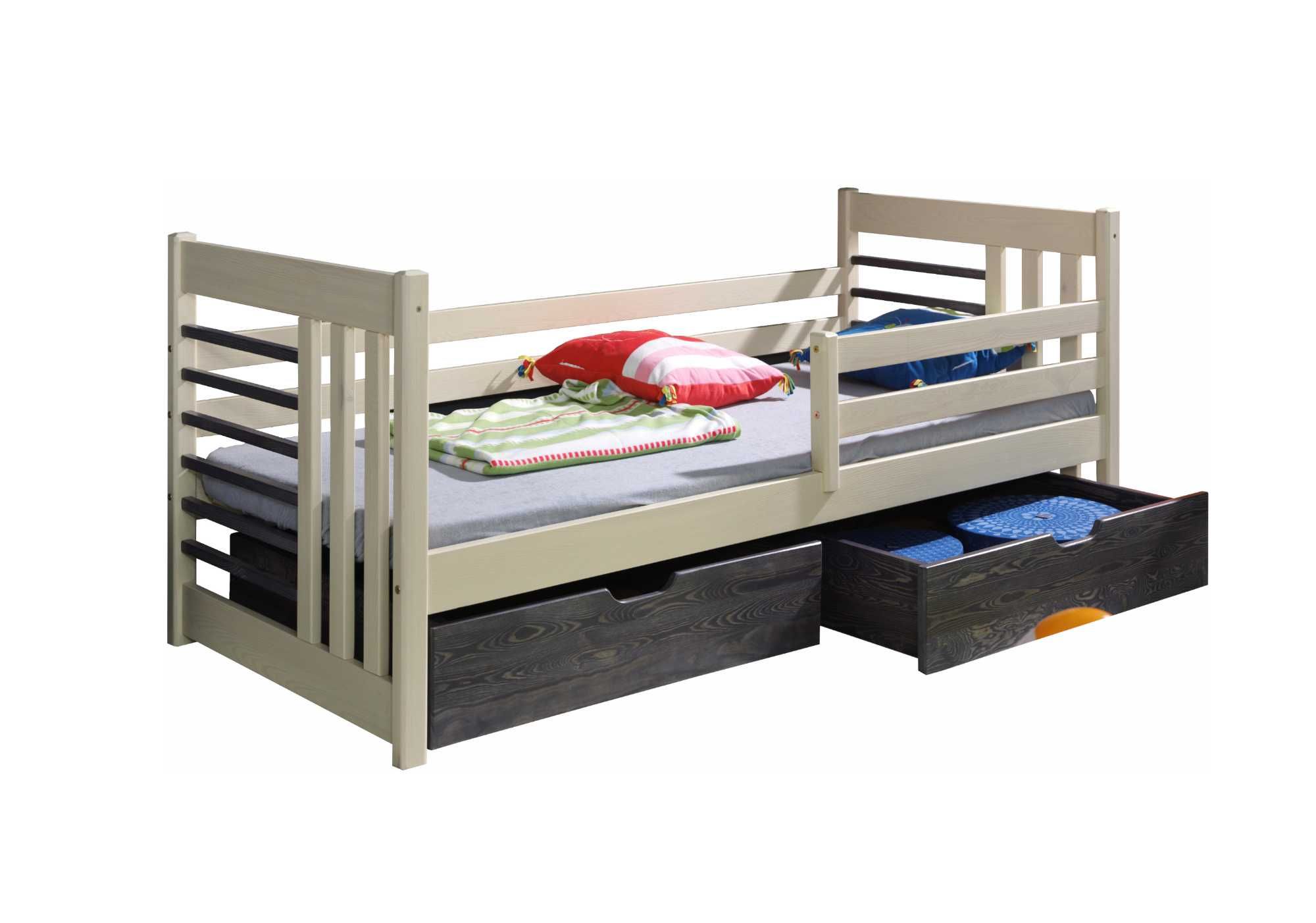 Łóżko dziecięce OTYLIA 90x200 MEBLOBED sosnowe 2x szuflady+barierka