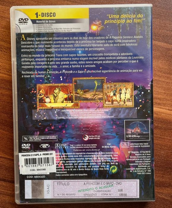 DVD Disney a princesa e o sapo