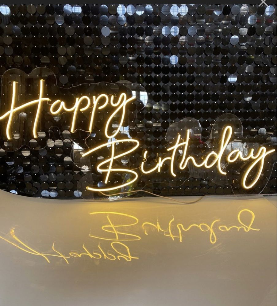 Neon Urodzinowy „Happy Birthday”/ Napisy świecące ledowe