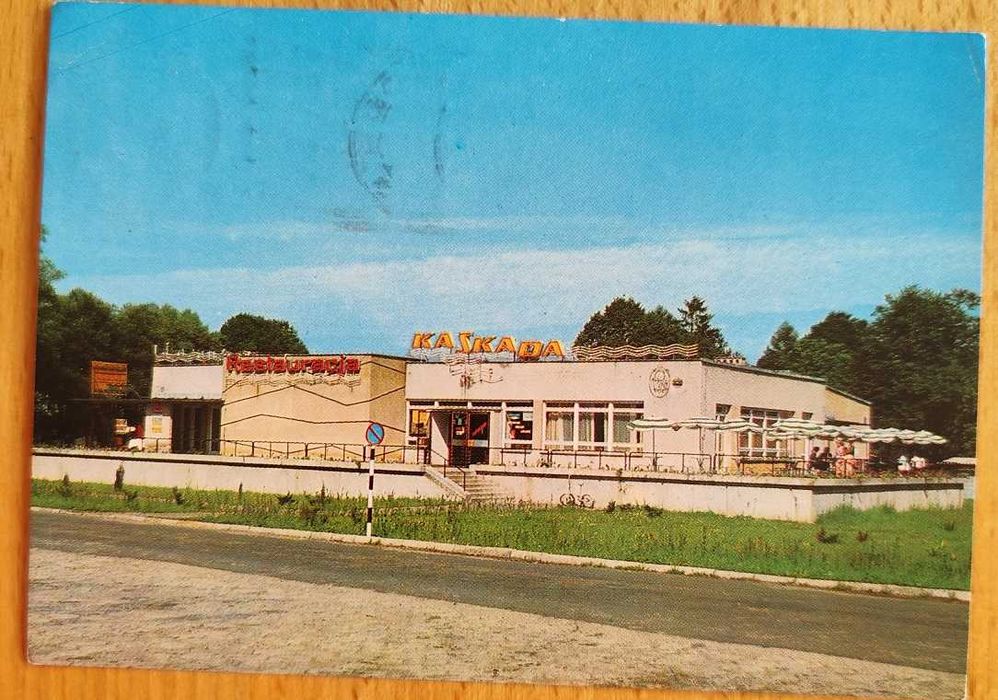 Pocztówka Myślenice restauracja Kaskada fotografia J. Tymiński PRL