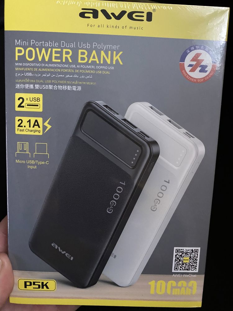 Павер банк 10000 Power bank awei - 10000 ма/ч - портативно