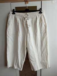 Zalando essentials curvy nowe spodnie damskie lniane białe 48