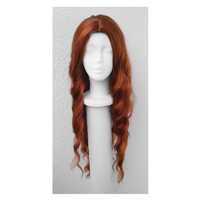 peruka wig rude długie falowane włosy cosplay