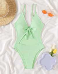 Zielony jasny kostium kąpielowy jednoczęściowy strój kąpielowy