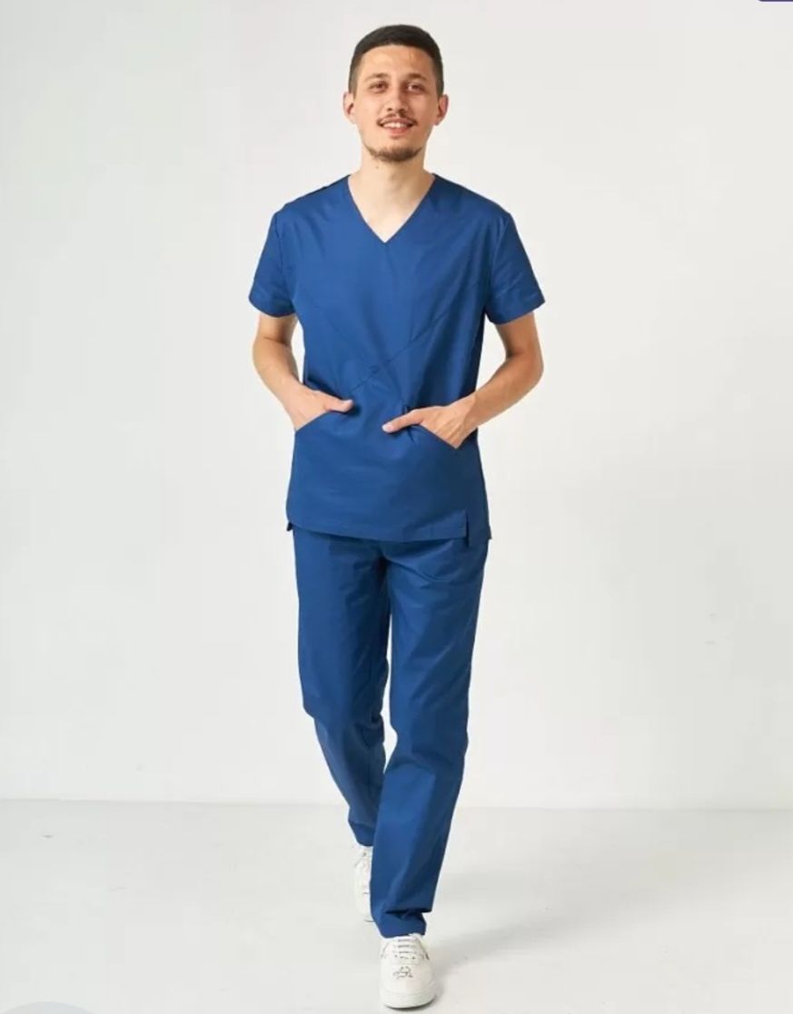 Костюм чоловічий медичний синій 54 розмір Білий халат