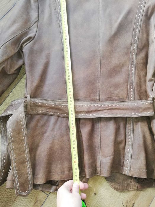 Kurtka skórzana ocieplana damska, brązowa, M 40-42, C&A