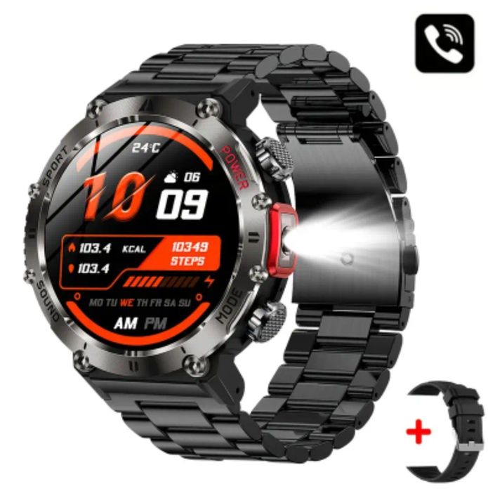 Smartwatch czarny z latarką