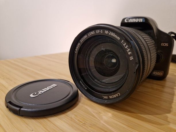 Aparat Canon EOS 450D + obiektyw Canon Lens 18-200 f/3,5-5,6