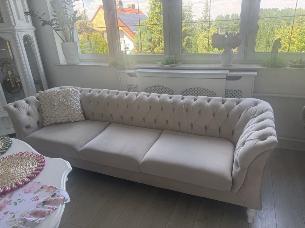 Sofa trzyosobowa pikowana modern chesterfield  black red white